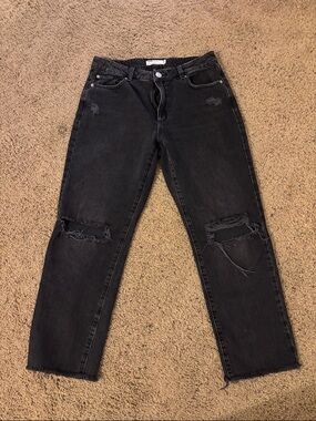 Garage Women High Rise Distressed Black Jeans